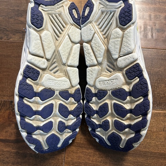 Women’s HOKA One One Clifton 7 Running Shoes Gray, Blue, Lime - Picture 8 of 10